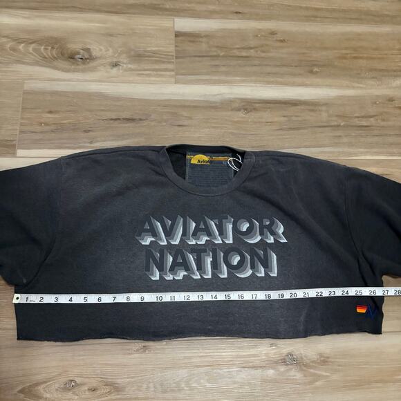 Aviator Nation AN 3D Cropped Crew Sweatshirt Relaxed M - Picture 5 of 8